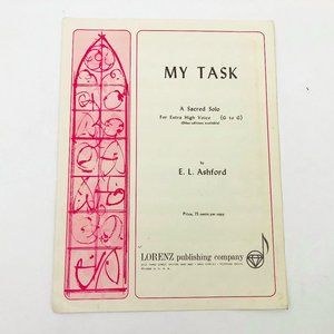 Vintage Ashford "My Task" Sheet Music Vocal Sacred Extra High Voice